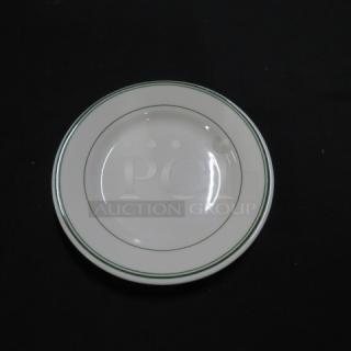 6.5-inch vintage McNicol China plate with green stripe, model A48, excellent condition, classic design.