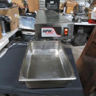 APW WYOTT PD-1A Food Warmer, 120V, stainless steel, used condition with logo and model label visible on front.