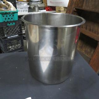 Stainless steel Bain Marie, 9.5x10 inches, polished finish, excellent condition, ideal for food service.