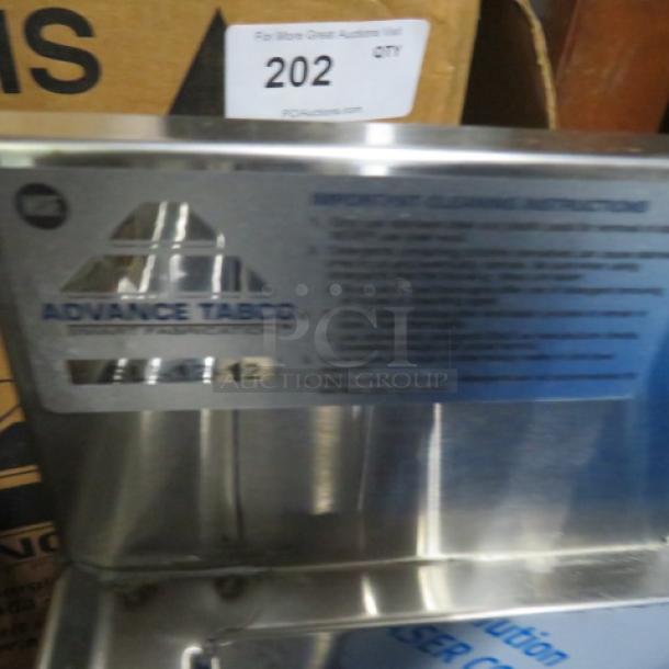 Advance Tabco underbar ice bin, model SLI-12-12, stainless steel, new condition, includes cleaning instructions label.