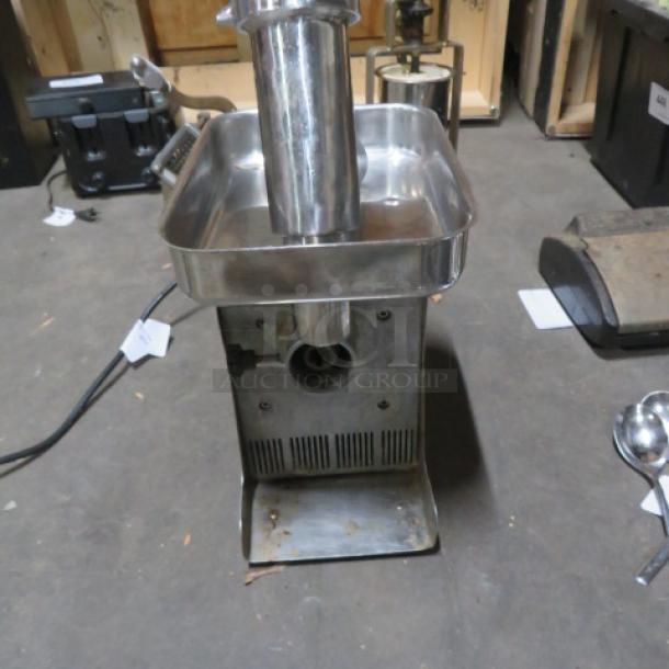 LEM Meat Grinder Model 780, 120 Volt, stainless steel. Used condition, visible wear, ideal for home or small business use.