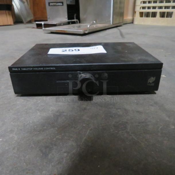 Niles TVC-1 Tabletop Volume Control, black, with front knob. Moderate wear; label with model name visible.