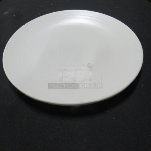 NEW Evolution 9-inch plate, white with subtle concentric pattern, pristine condition, model 4XBID.