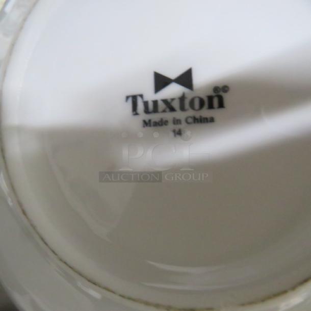 Tuxton 9-inch bowl, model 14, with brand logo and "Made in China" marking on the bottom.