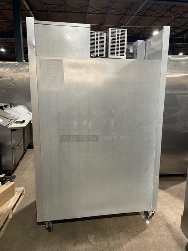 Traulsen G-Series stainless steel 2-door reach-in refrigerator, Model G20010, Energy Star, 115V, on casters.