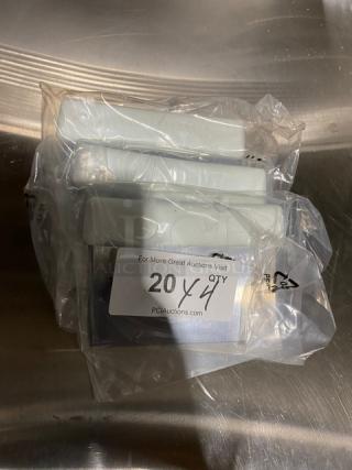 New Jimmy John's style stainless steel dough cutter with white grip handle, packaged in plastic. Quantity: 4 per bid.