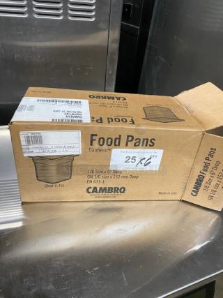 Cambro Camwear Series 1/6-Size 6" Deep Food Pans, Model 66CW135, in original packaging, new condition.