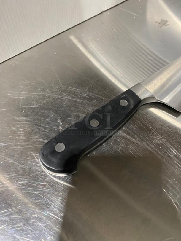 Dexter Russell 8" Chef Knife, model V145-8-PCP, stainless steel blade, black grip handle, new condition.