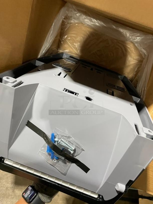 Brand new Kimberly Clark Professional smoke black Sanitary Hard-Roll Paper Towel Dispenser, commercial-grade, in box.