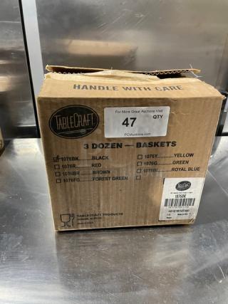 Box of 3 dozen Tablecraft Commercial Black Oval Chicago Platters, Model 1076BK, brand new.