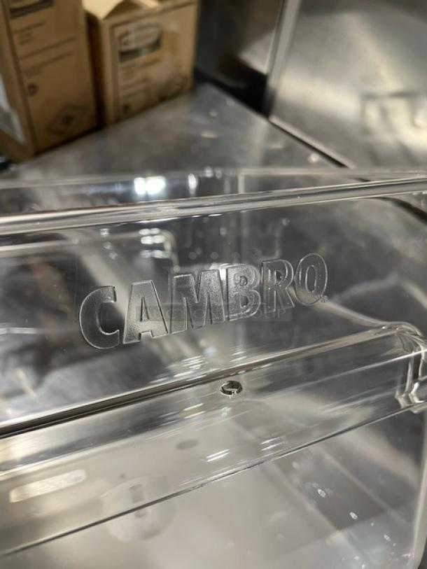 Cambro CamSquare 12 Qt. clear polycarbonate food storage container, model 12SFSCW135, brand new condition.