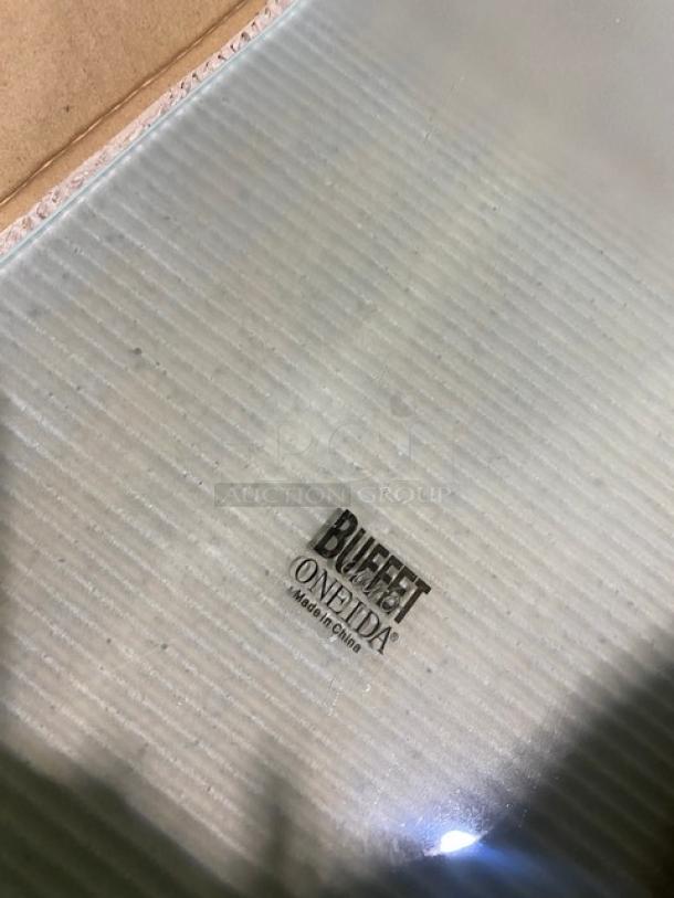 Brand new Oneida Buffet Euro Series clear wave-style glassware, Model GW2811, with etched brand marking.