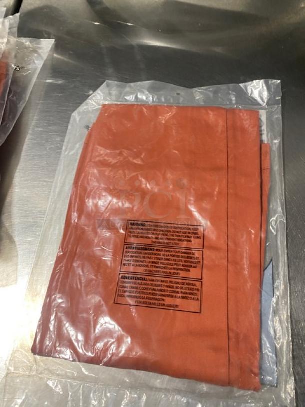 Brand new Chef Revival J020SP-XS red spice crew apparel, XS size, in packaging, with snap button, model details visible.