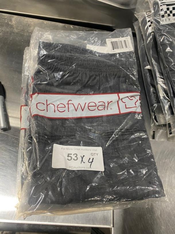 Brand new Chefwear CW211 gray XL chef pants in original packaging. Quantity of 4.