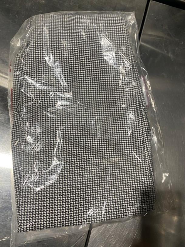 Brand new Chefwear CW3900 black & white small-size bar/chef pants in packaging, commercial-grade quality.