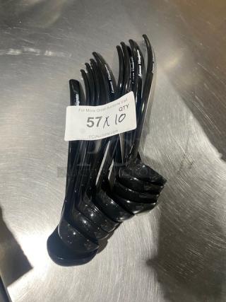 Carlisle commercial black 9.5" lemon vinaigrette style ladle, model 02955979, new condition, set of 10 with label.