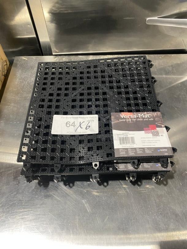 San Jamar VM5280BK Versa-Mat, black, 1'x1', non-slip, interlocking, dishwasher safe. New condition with product labels.