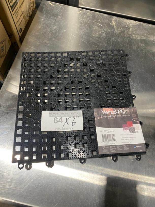 San Jamar VM5280BK black interlocking Versa-Mat bar mat, 1' x 1'. Dishwasher safe, non-slip, new with tags.