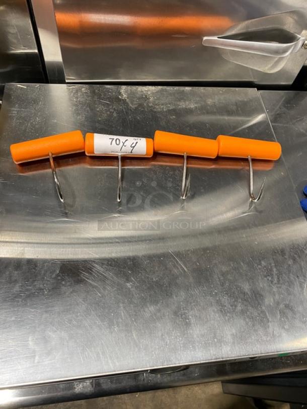 Dexter Russell Barr-Bros Commercial Stainless Steel Offset Boning Hook with orange grip handle. New condition.
