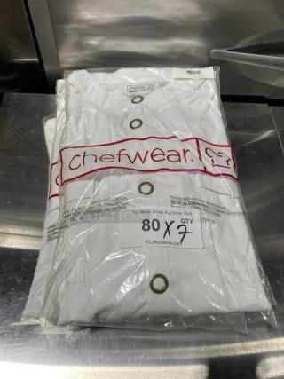 Brand new Chefwear white chef top, model CW5664-CW40, size XL, in original packaging with labels visible.