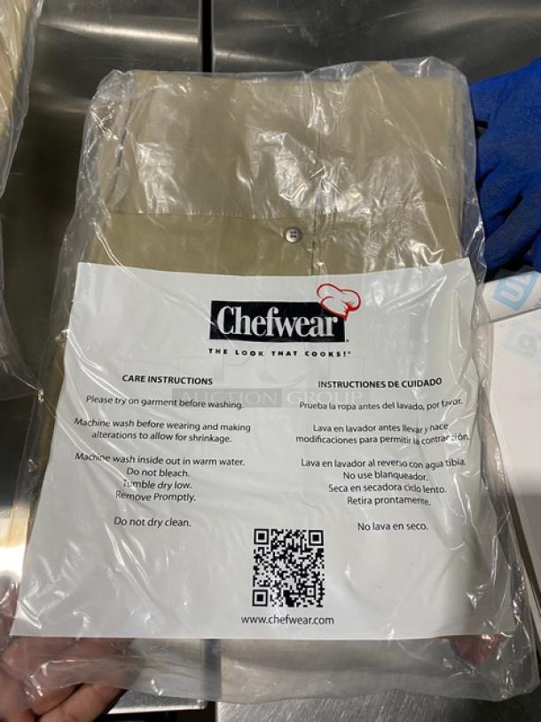 BRAND NEW Chefwear Barwear Series beige bar shirt, size 2X, model 1310, polyester/cotton blend in packaging with care instructions.