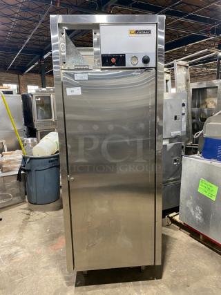 Victory Commercial Stainless Steel Pass-Thru Heated Cabinet, Model HS1DPT, 230V, single section, built-in pan slide, on legs.