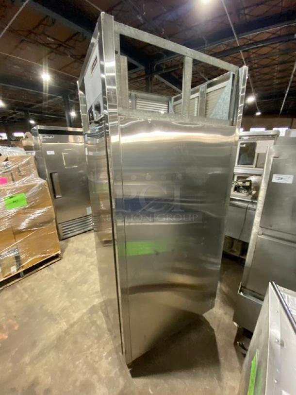 Victory Commercial Stainless Steel Pass-Thru Heated Cabinet, Model HS-1D-PT, on legs, features built-in pan slide, 230V.