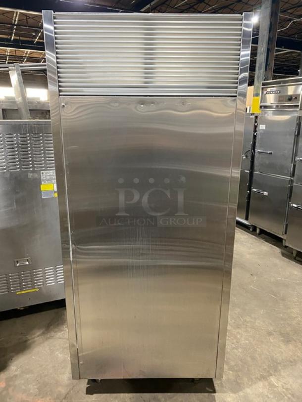 Victory stainless steel heated holding cabinet, model HS1DPT. Features pass-thru design, built-in pan slide. 230V, 1 phase.