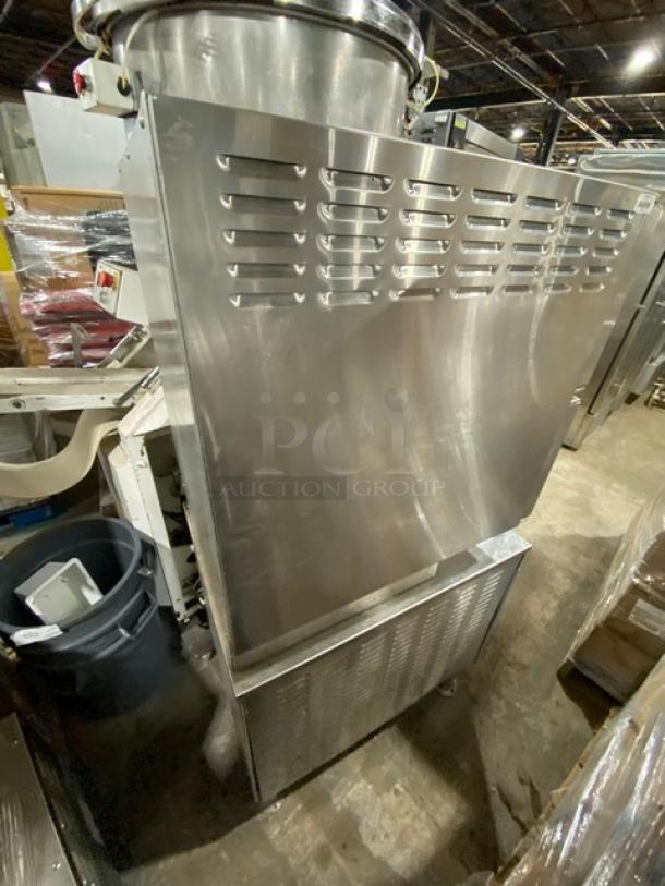 Cleveland Range Classic Series 6-Pan Dual-Compartment Convection Steamer, Model 24CEM24, stainless steel, electric, on legs.