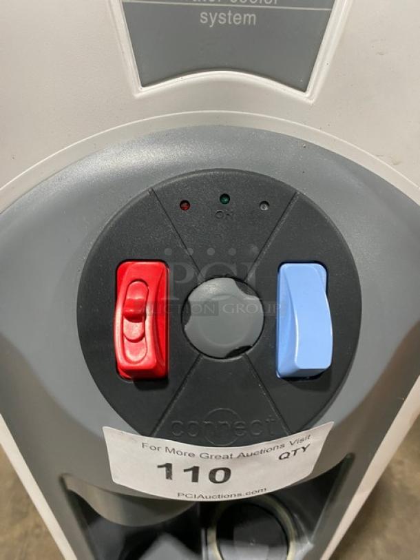 Cosmetal Connect23A free-standing water dispenser, electric, filtered, 115V, dual faucet system, commercial use, label visible.