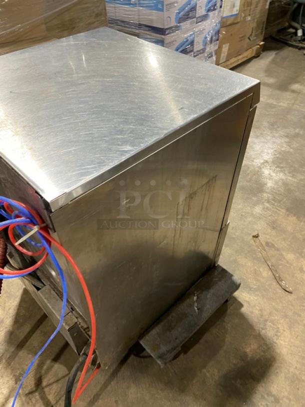 Hobart LXEH stainless steel undercounter commercial dishwasher with full-size peg rack, used condition. Model: LXEH, Serial: 231160339.