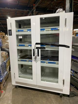 Urban Cultivator Commercial indoor garden, white, double glass doors, on casters, Model Commercial001, SN VCC-1804-104P3.