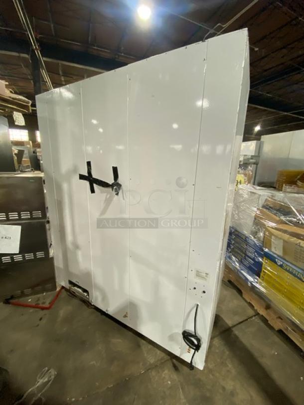 Urban Cultivator Commercial indoor garden, model Commercial001, white, double glass doors, 120V, on casters.