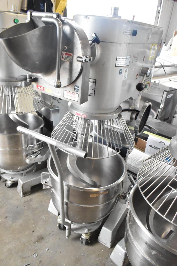 2022 Precision HD-60 60 Quart Dough Mixer, includes bowl, dolly, guard, Pelican head, and dough hook. 220V, 3 Phase.