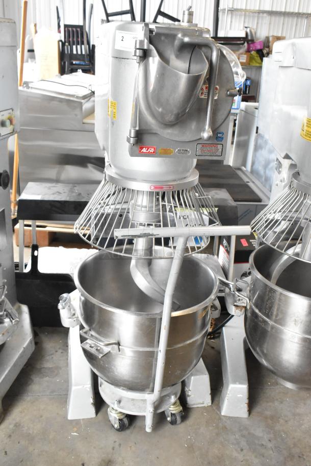 2022 Precision HD-60 commercial 60-quart dough mixer with bowl, dolly, guard, pelican head, and hook, 220V, 3-phase.