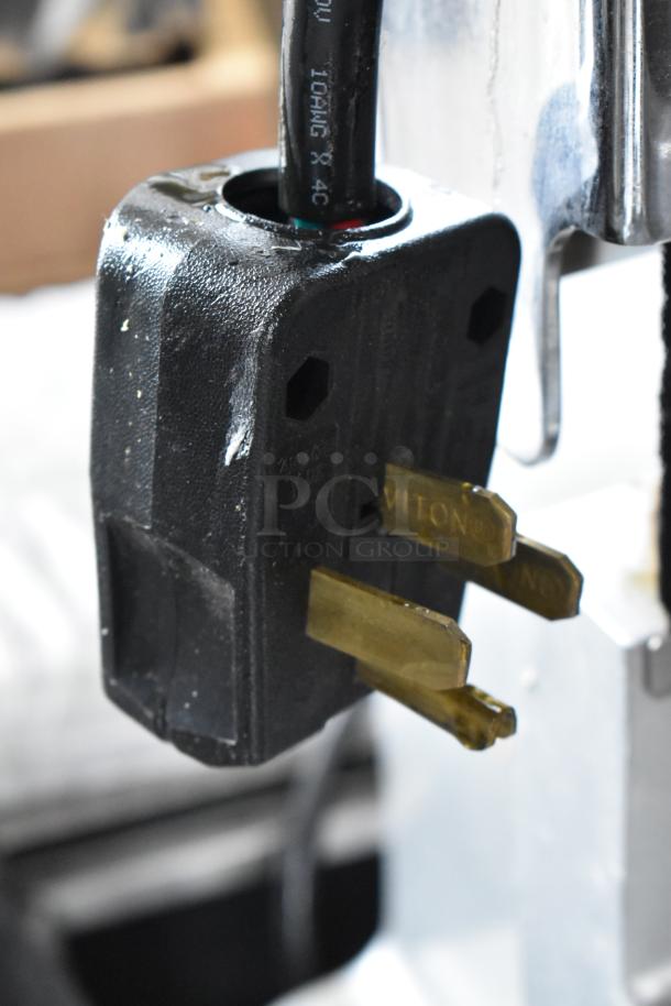 Plug of a 2022 Precision HD-60 60 Quart Dough Mixer, 220 Volts, 3 Phase, showing power connection details.