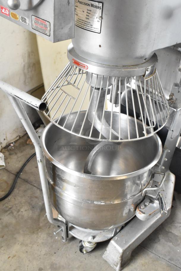 2021 Precision HD-60 60-Quart Dough Mixer with bowl, dolly, guard, pelican head, and hook. 220V, 3-phase. Good condition.