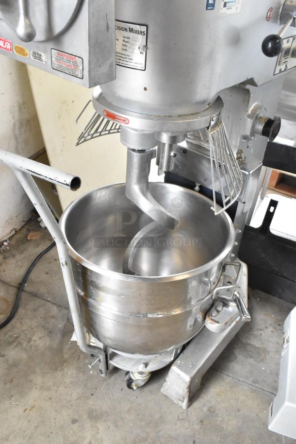 2021 Precision HD-60 commercial 60-quart dough mixer with bowl, dolly, guard, Pelican head, dough hook. 220V, 3-phase.