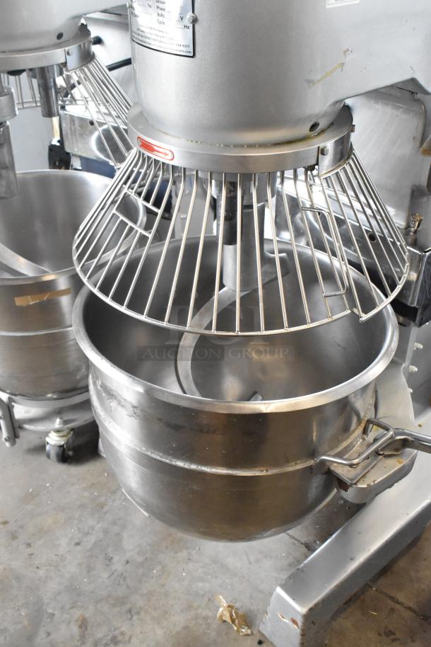 2020 Precision HD-60 60-quart dough mixer with bowl, guard, and hook. 220V, 3-phase, commercial use, metal construction.