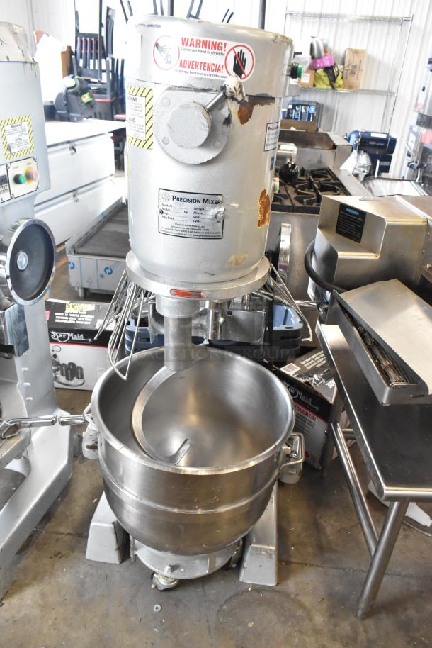 2022 Precision HD-60 60 Quart dough mixer with bowl, guard, dough hook. 220V, 3-phase, good condition, industrial use.