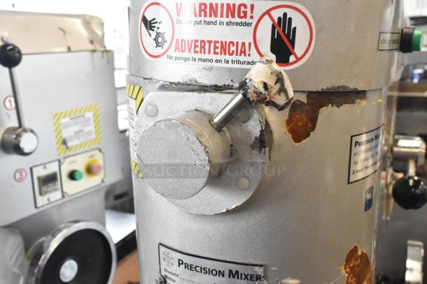 2022 Precision HD-60 60 Quart Dough Mixer; includes mixing bowl, bowl guard, dough hook; visible wear and warning labels.