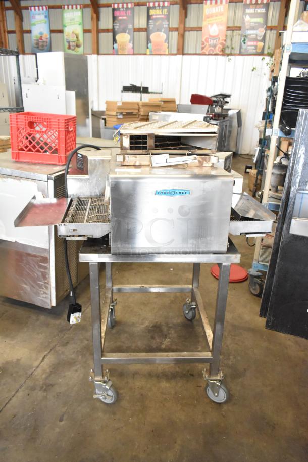 2022 Turbochef HhC1618 stainless steel rapid conveyor oven on stand with casters, 208/240V, 1 phase, excellent condition.
