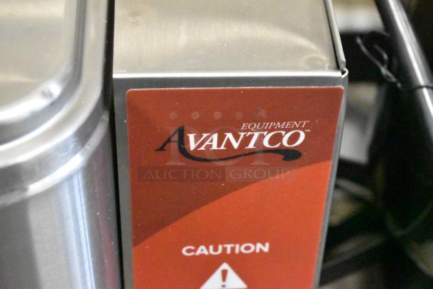 Brand new Avantco 177HWD10D 10-gallon stainless steel hot water dispenser. Features caution label, 208/240V, 1 phase.
