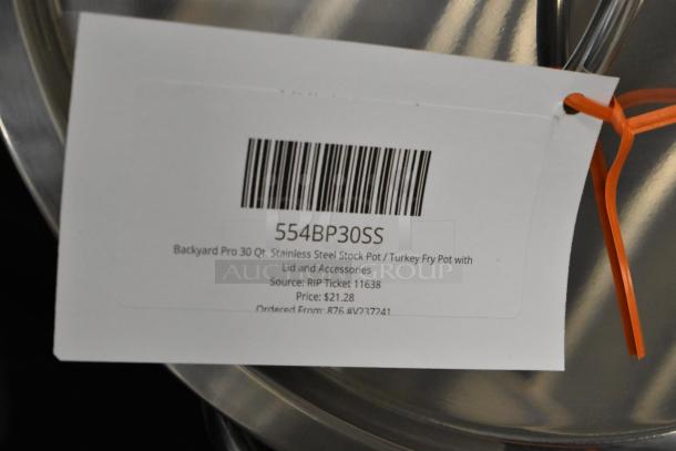 Brand new Backyard Pro BP30-ALKIT 30 qt turkey fryer with label. Model 554BP30SS. Minor scratches and dents. 55,000 BTU.