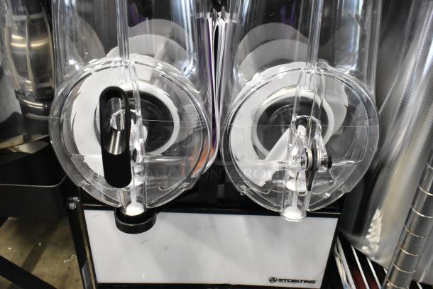 Brand new Stoelting SCBF128-37 double 2.6-gallon frozen beverage machine. Scratch and dent condition, metal body, 115V, 1 phase.