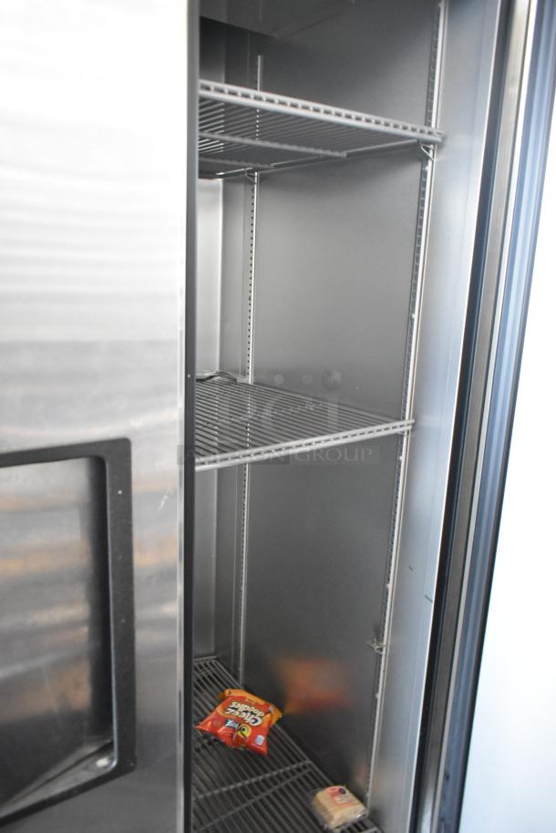 2018 True T-35-HC Stainless Steel 2 Door Cooler with poly coated racks, 115 volts, 1 phase, excellent condition.