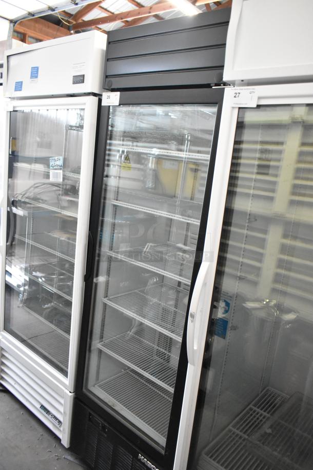2019 Habco SE18HC metal commercial single door reach-in cooler merchandiser, poly-coated racks, 115V, excellent condition.