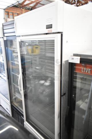 2021 True TSCI-600R-G-PH commercial single-door cooler, glass door, poly-coated racks, 115V, 1 phase, excellent condition.