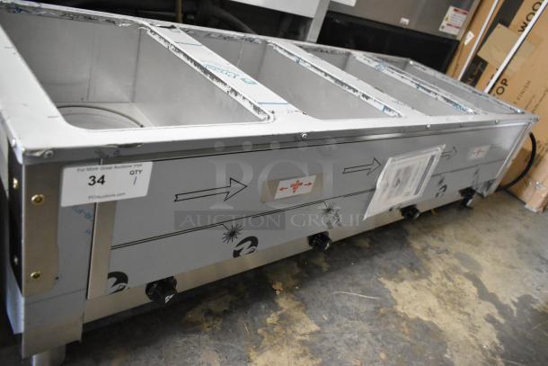 Brand new 2025 Advance Tabco HF-4E-240 stainless steel electric steam table. Four pan capacity, with undershelf. 208/240V, 1 phase.