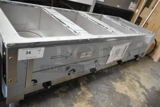 Brand new 2025 Advance Tabco HF-4E-240 stainless steel electric steam table. Four pan capacity, with undershelf. 208/240V, 1 phase.